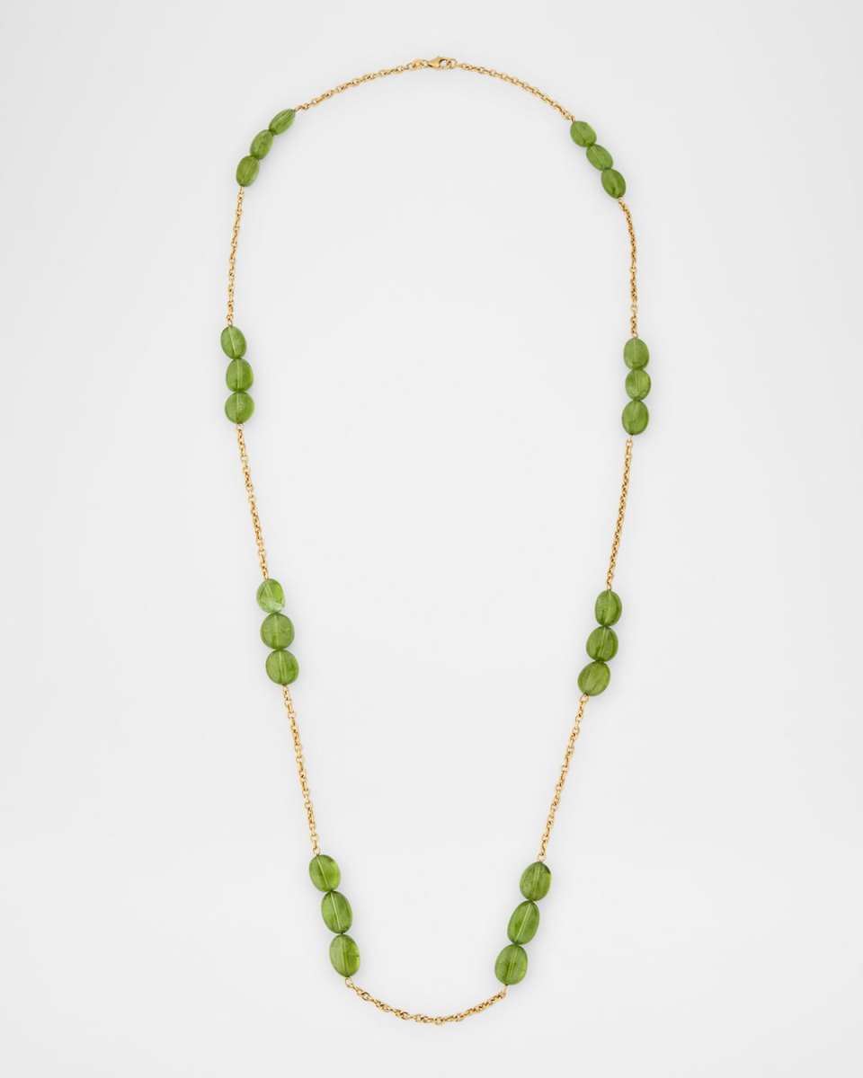 Stations of 3 Peridot Beads Necklace in 18K Yellow Gold